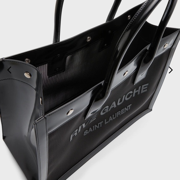 Saint Laurent Large Rive Gauche Logo Canvas Tote - Picture 7 of 9